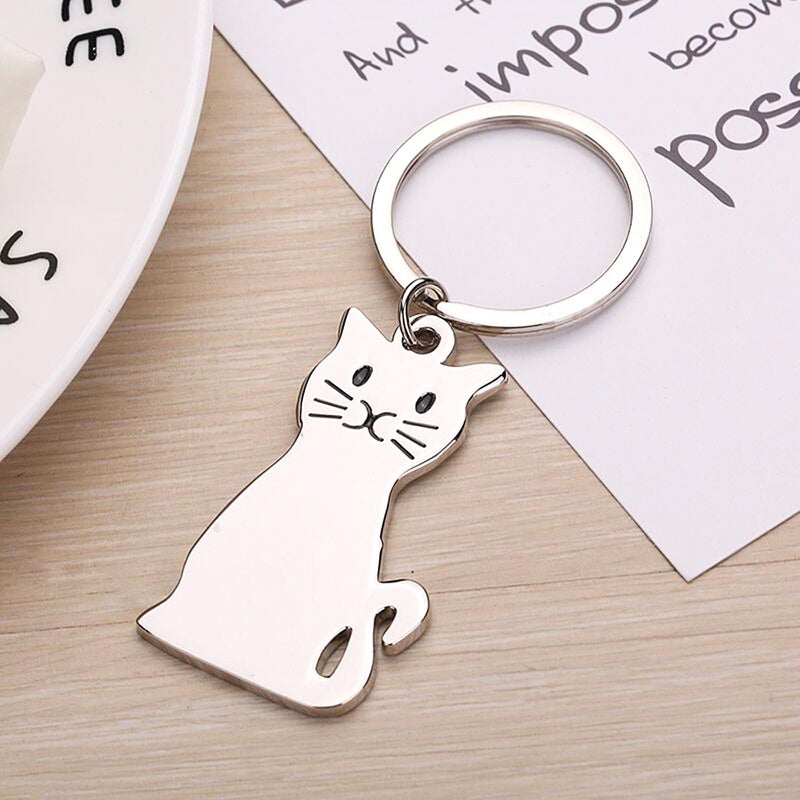 MUAMAX Cat Keychains for Women Cute Cats Key Chain Charm Silver Keychain Kitty Keychain with Cat Key ring for Car Keys Purse Decor Metal Keyring with Charm Cute Cats Themed Gift - Image 5